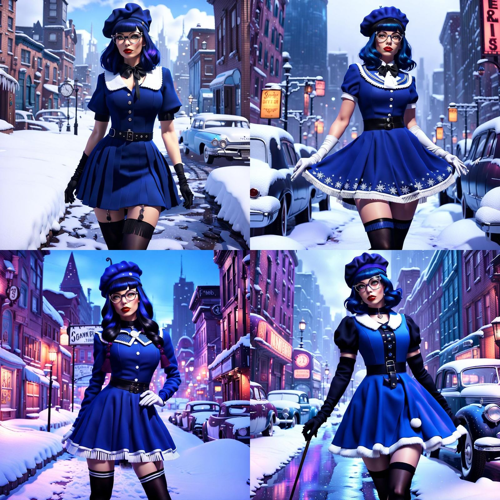 School Girl In Winter School Uniform Going to school