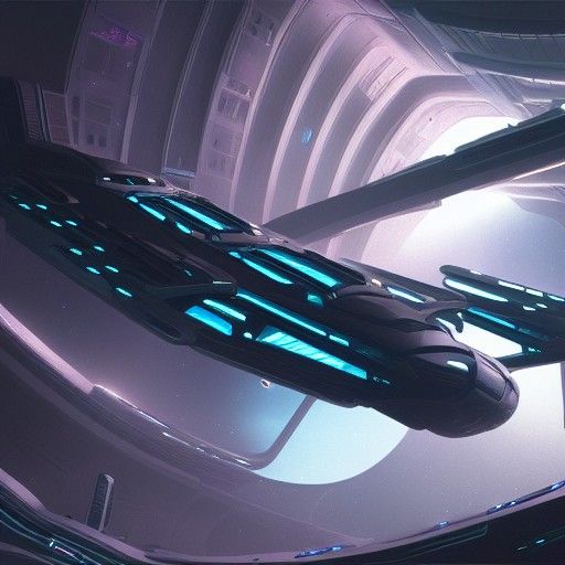 Futuristic spaceship hangar
