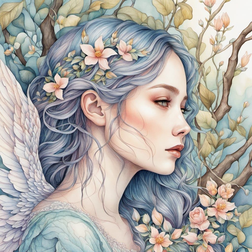 Enchanting Elf with Living Tattoos in Fantasy Art