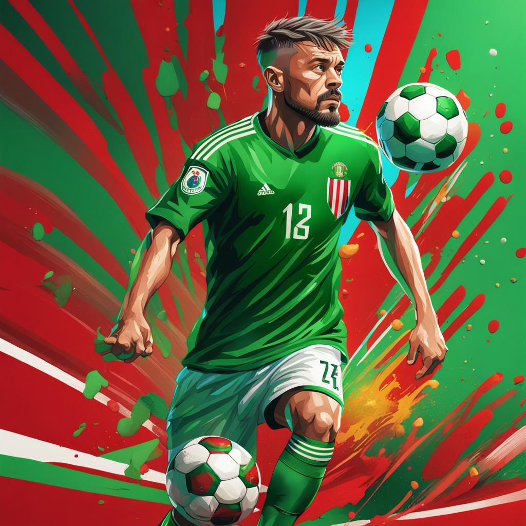 Hyperrealistic Soccer Player with Mushroom Haircut