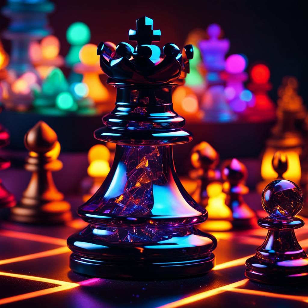 Mystic Neon Lights Chess Piece in Neongami Style