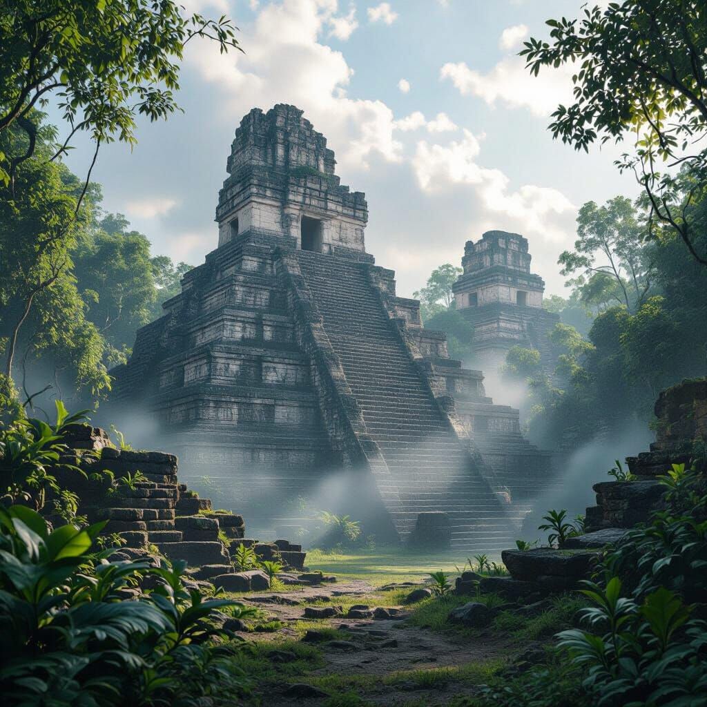 Mayan Pyramids of Tikal in Hyperrealistic 8k Photograph