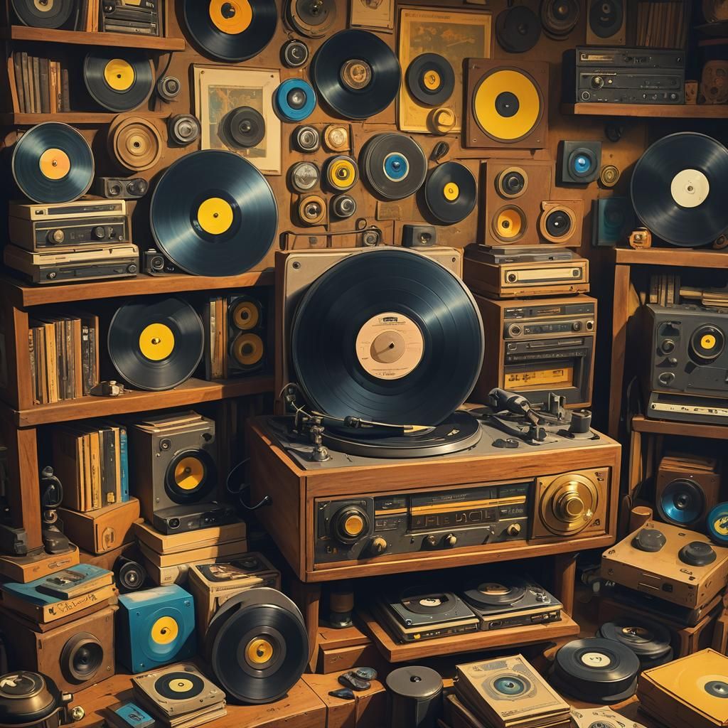 Vintage Turntable in Studio Ghibli Style