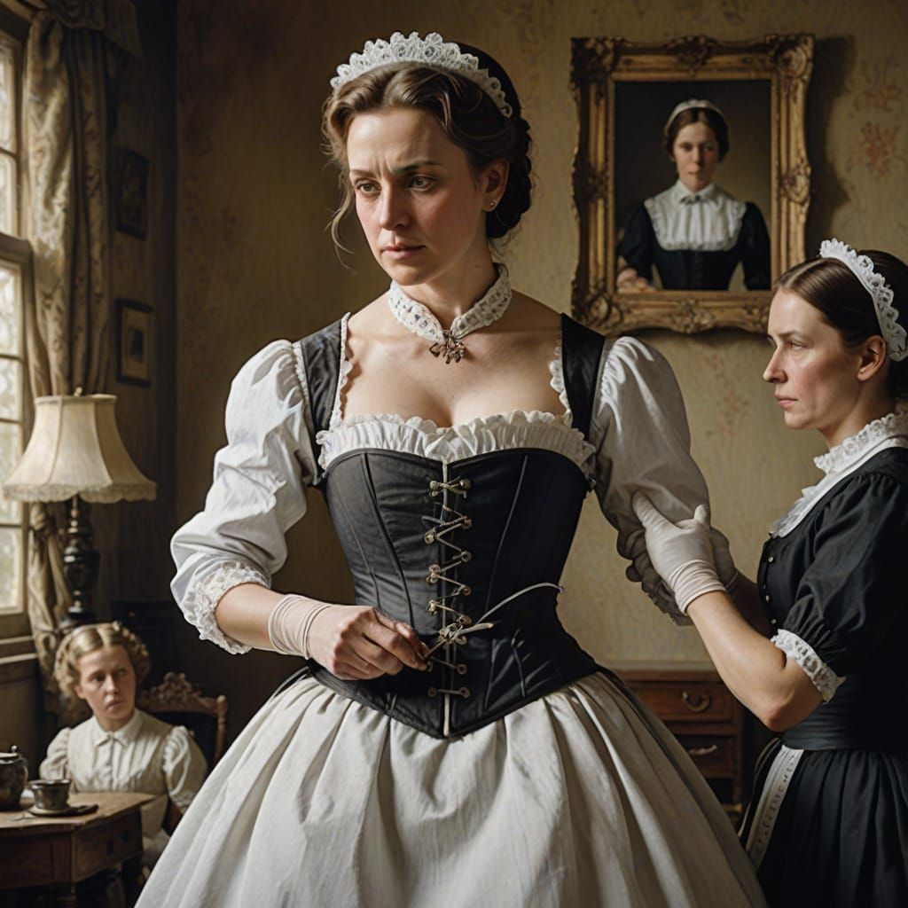 Corset Tightening: A Moment of Determination