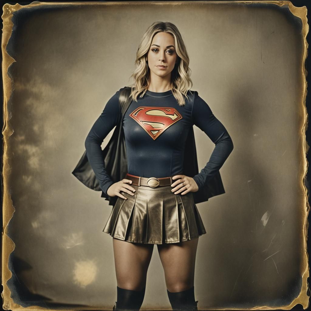 Kaley Cuoco dressed as supergirl