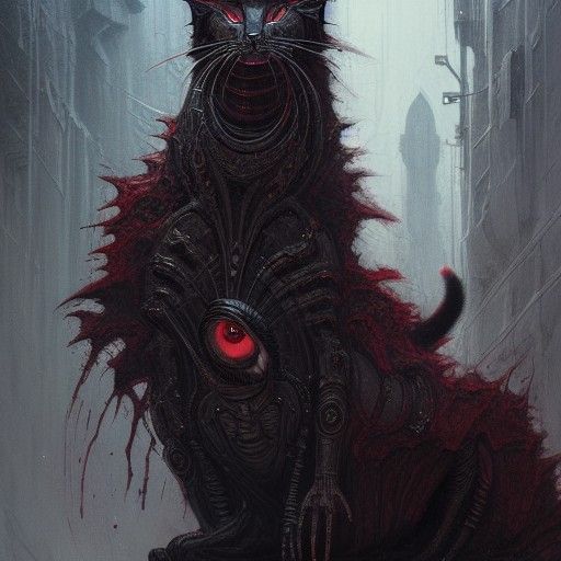 Sorcerer and Feral Cat in Heroic Fantasy Style