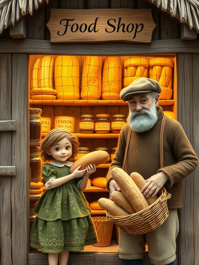 Whimsical Miniature Bakery Scene with Handcrafted Felt Dolls
