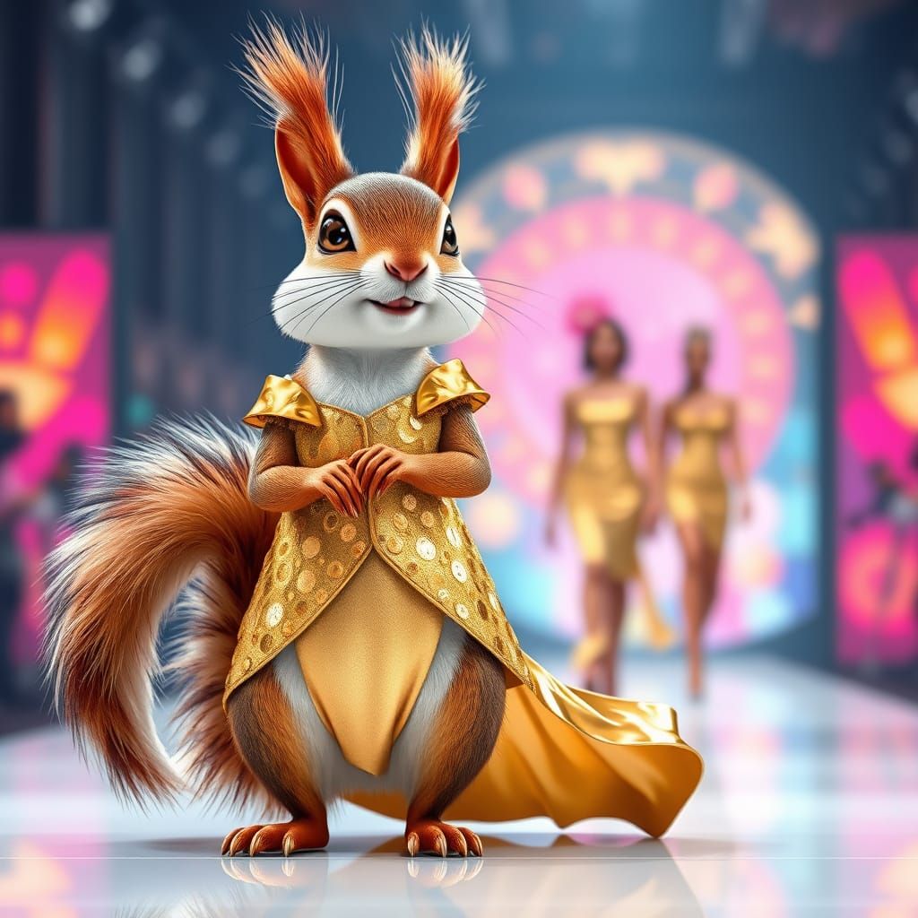 Glamorous Hollywood Squirrel in Futuristic Fashion