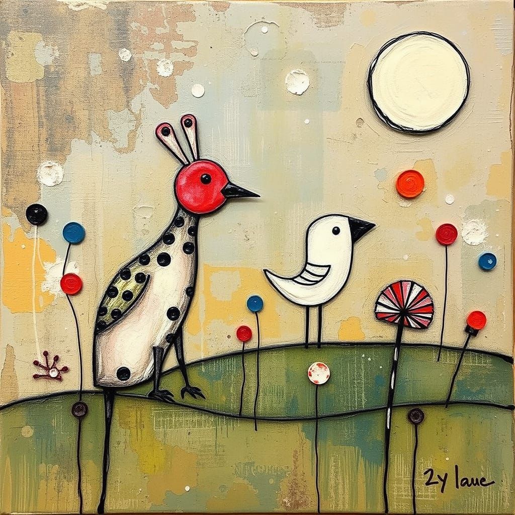 Fiddle Faddle Mixed Media Painting