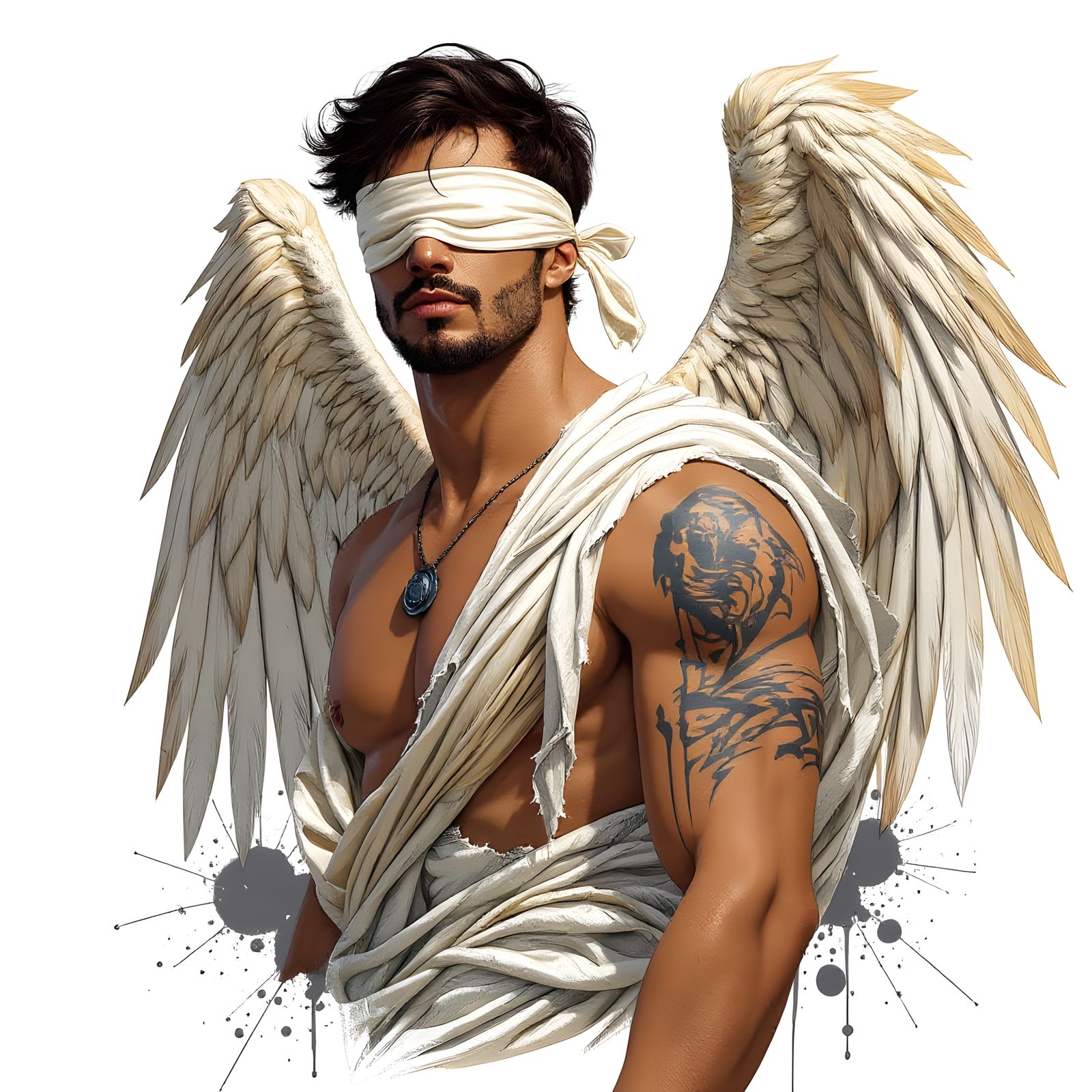 Blindfolded Angel Portrait in Digital Painting Style