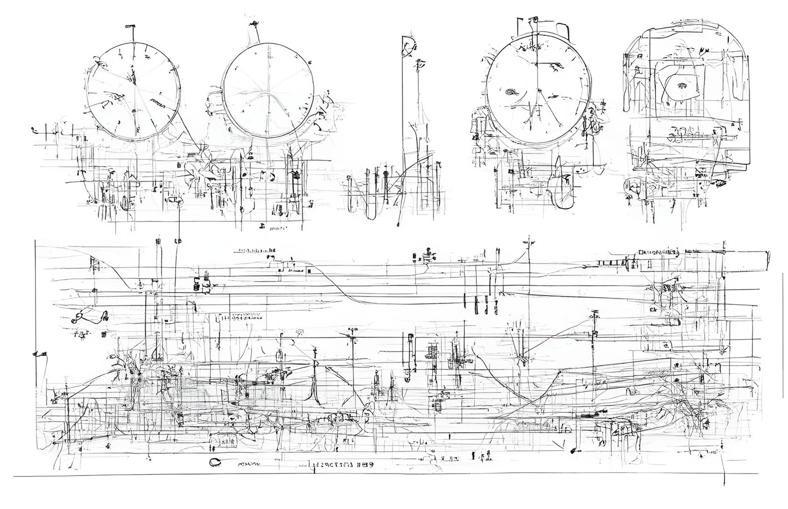 Dieselpunk Graphic Score of a Train Time Machine