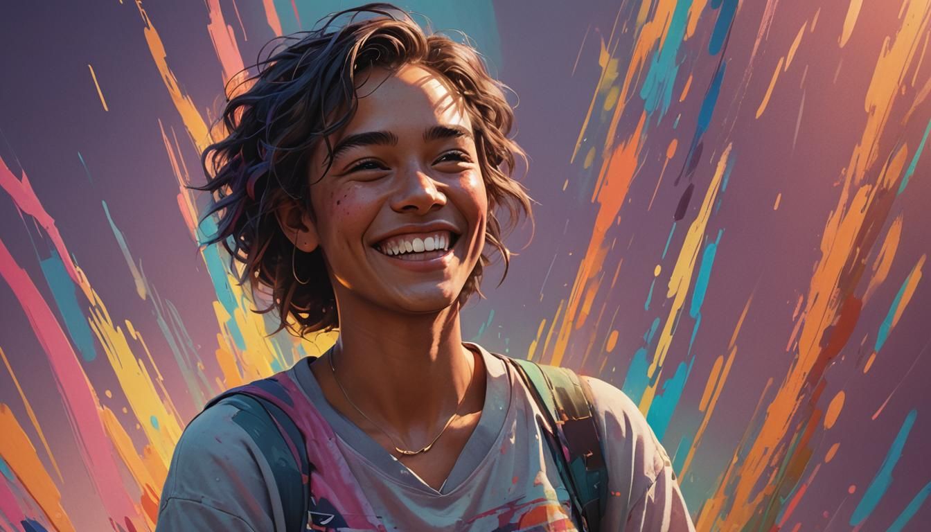 Smiling Person in Vibrant 3D Concept Art