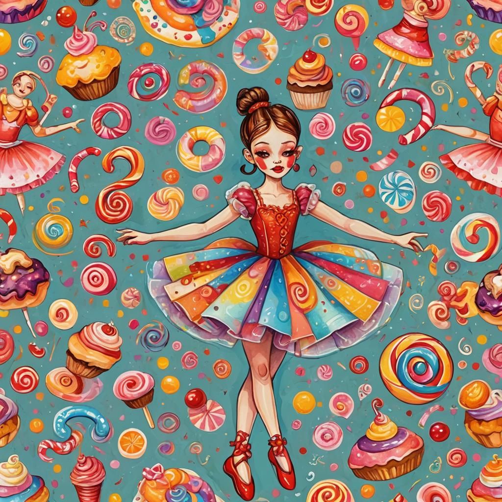 Magnetic Ballerina Doll in Candyland Gouache Style