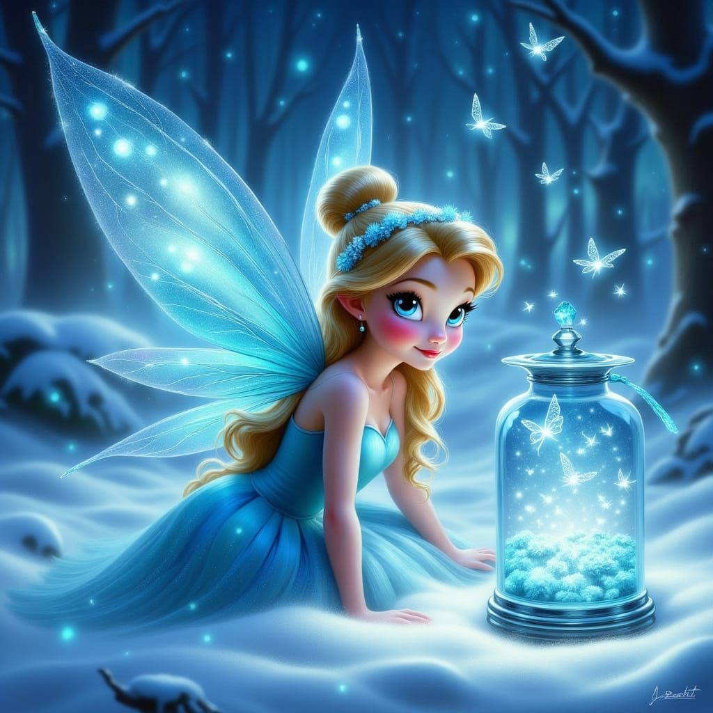 Enchanted Winter Fairy in Vibrant Watercolor