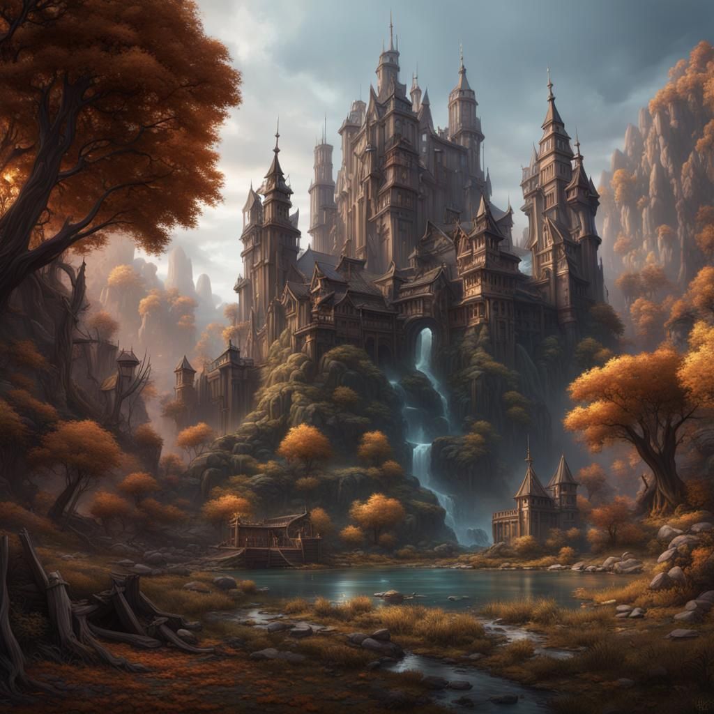 Detailed Fantasy Castle Concept Art in Deep Color