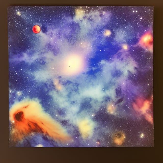 Nebula with Planets, Stars, and Mountains