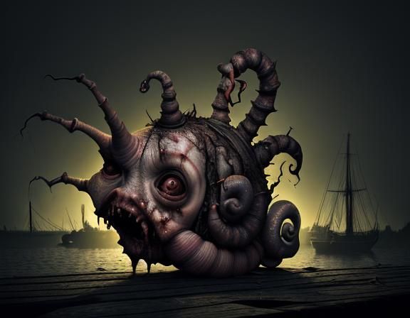 Horror Zombie Snail Chiaroscuro Masterpiece