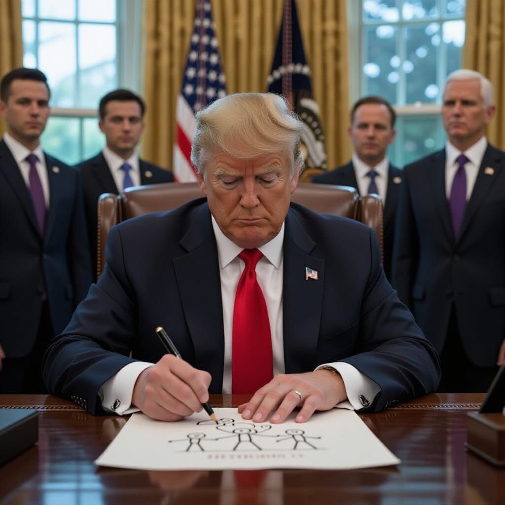 Trump Draws Matchstick Men, Greg Rutkowski Style