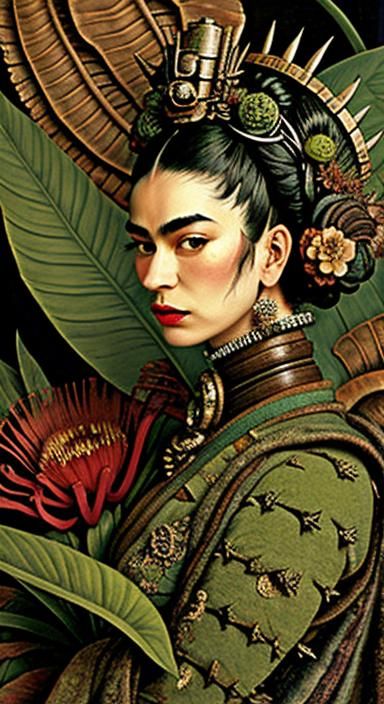 Steampunk Geisha Queen with Avant-Garde Textures
