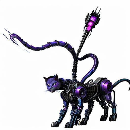 Mechanical Tentacle Cat in Comic Book Art Style