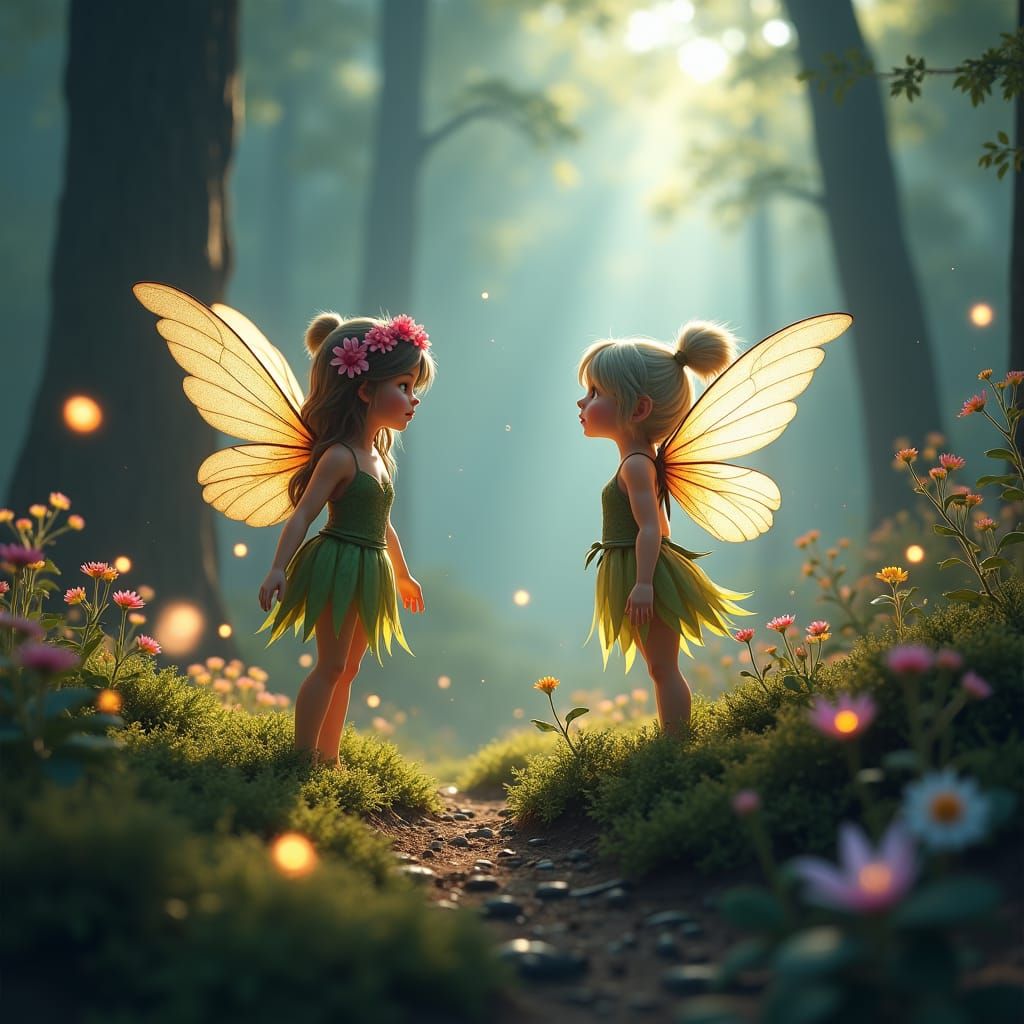 Fairies in Enchanted Forest: Fantasy Concept Art