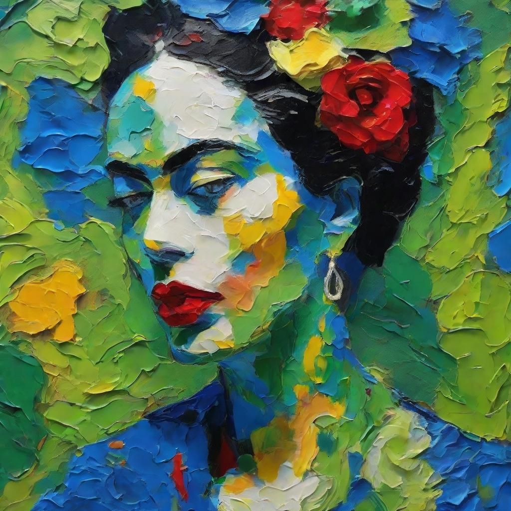 Expressive Impasto Portrait with Swirling Brushstrokes