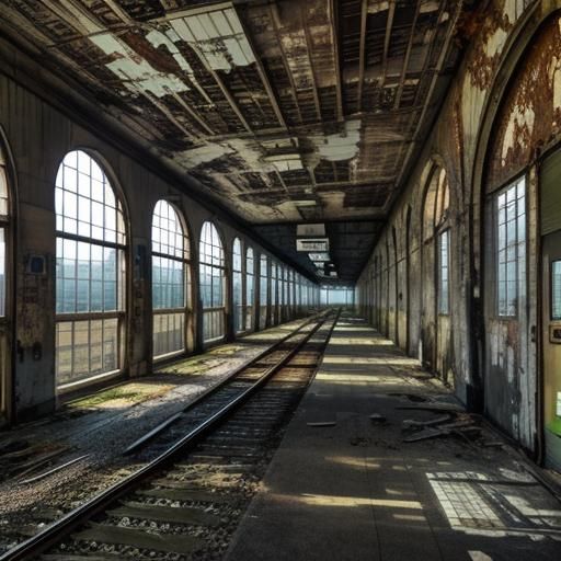 Abandoned Train Terminal with Trains