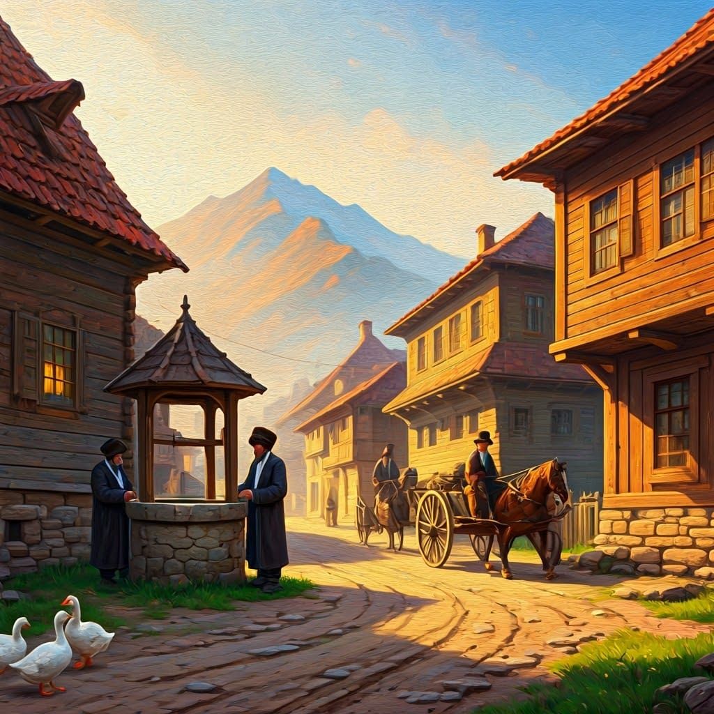 19th Century Jewish Shtetl in Golden Light