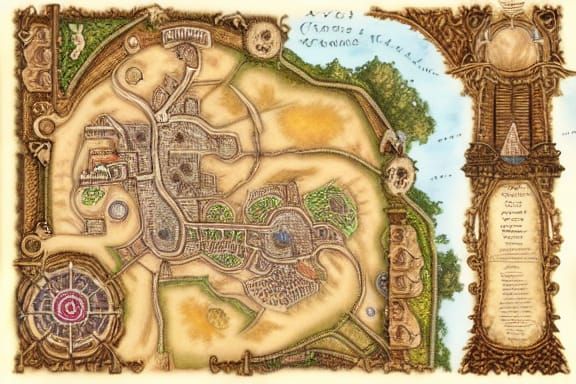 Detailed Fantasy Kingdom Map in Octopath Style
