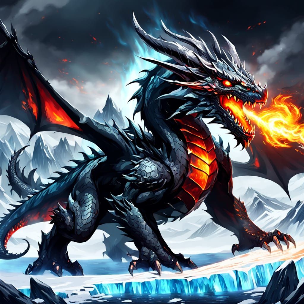 Majestic Dragon Unleashes Inferno on Frozen Kingdom