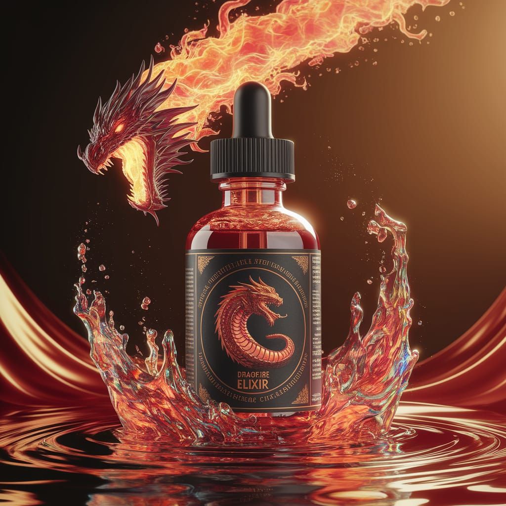 Dragonfire Elixir in Vibrant, Hyper-Realistic Style