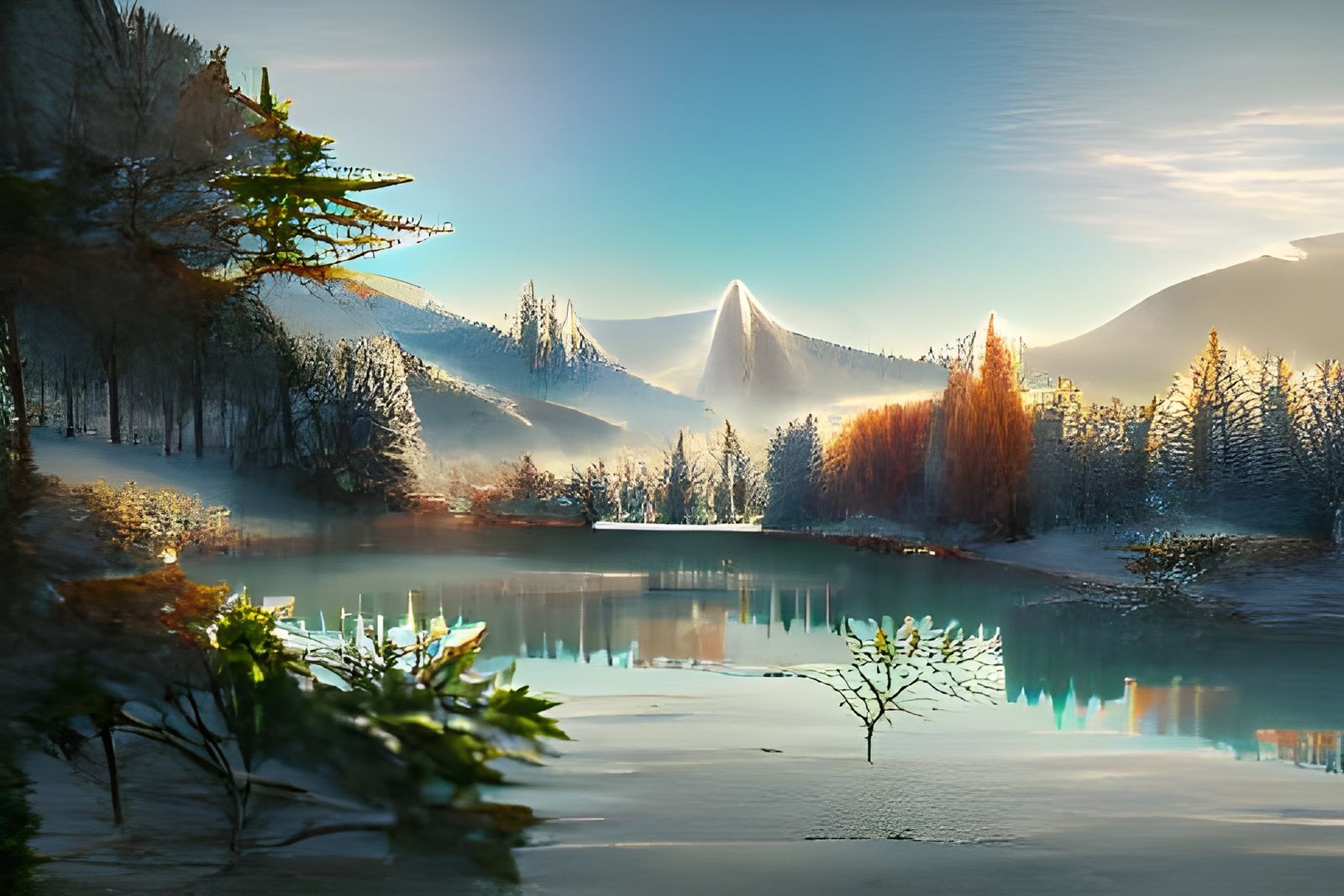 Picturesque Winter Morning Landscape in 8K