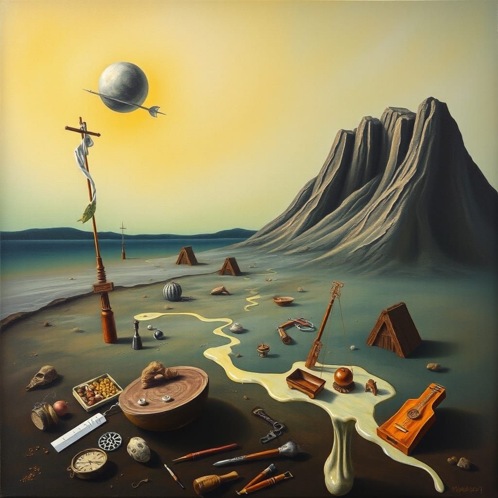 Surreal Land of Lost Items in Dali Style