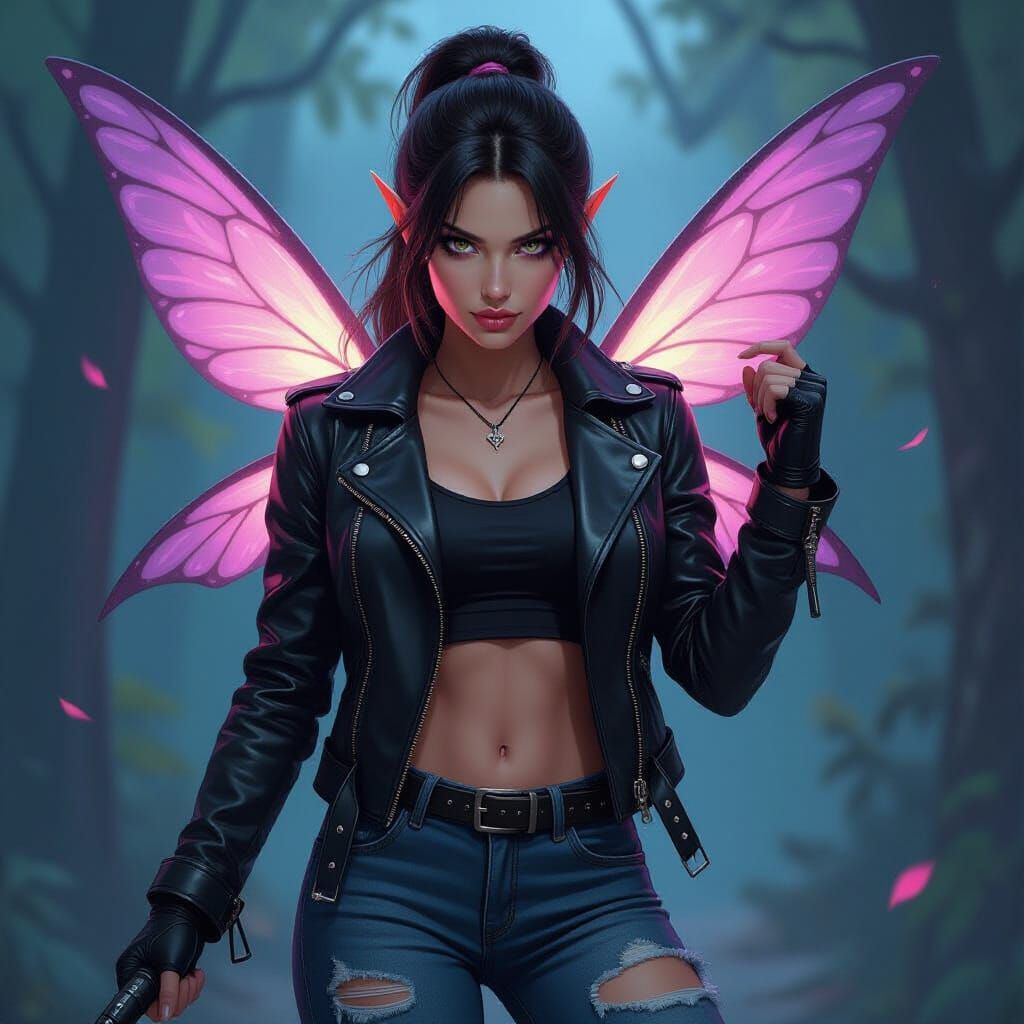 Fairy Ready for Battle in Dark Fantasy Style