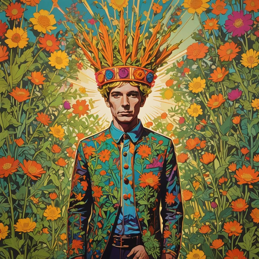 King of Carrot Flowers in Pop Art Style