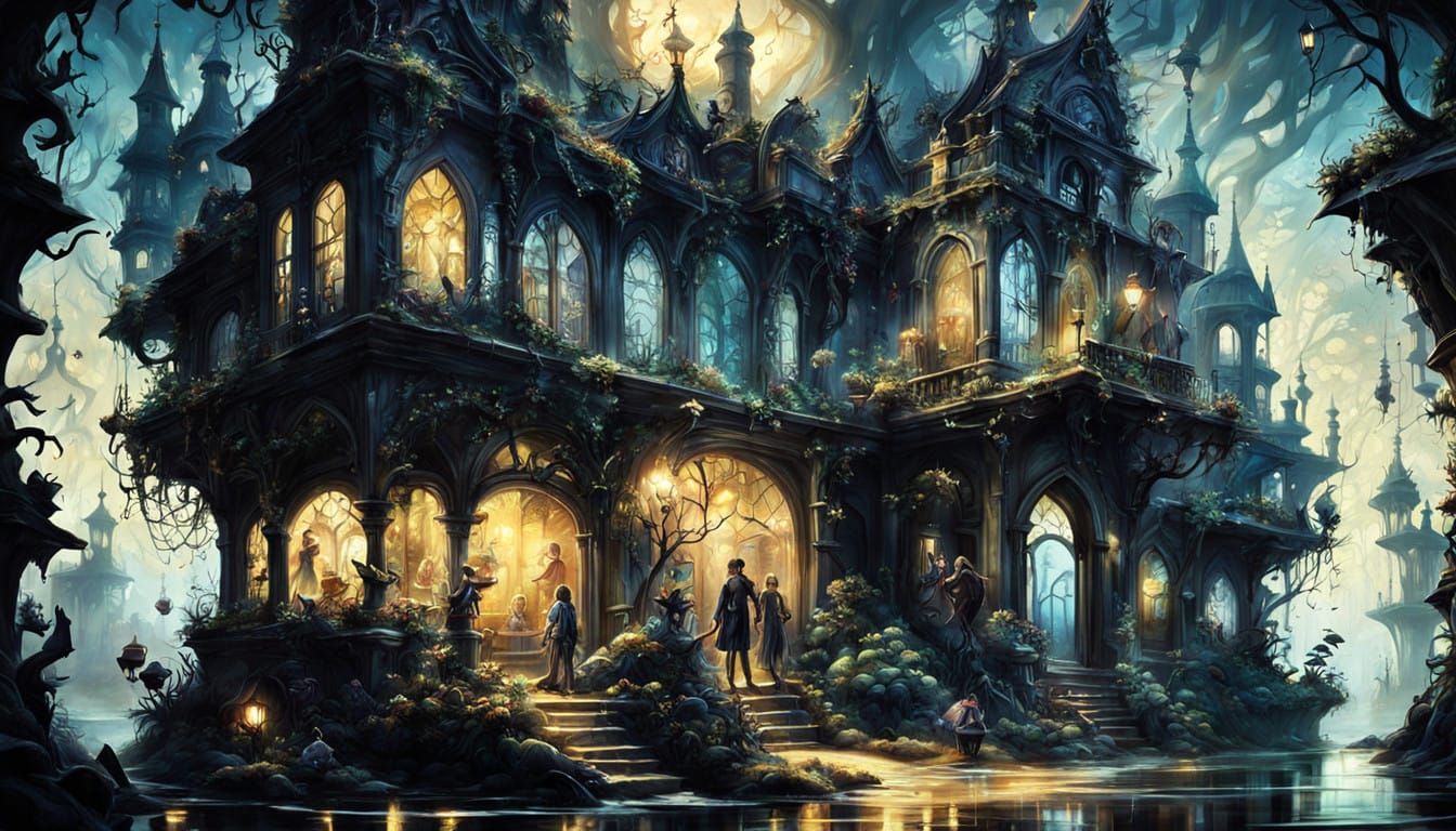 Ethereal Underworld Encounter in Fantastical Realism