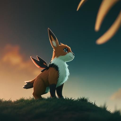 Cute Pokémon Eevee in Cinematic Style