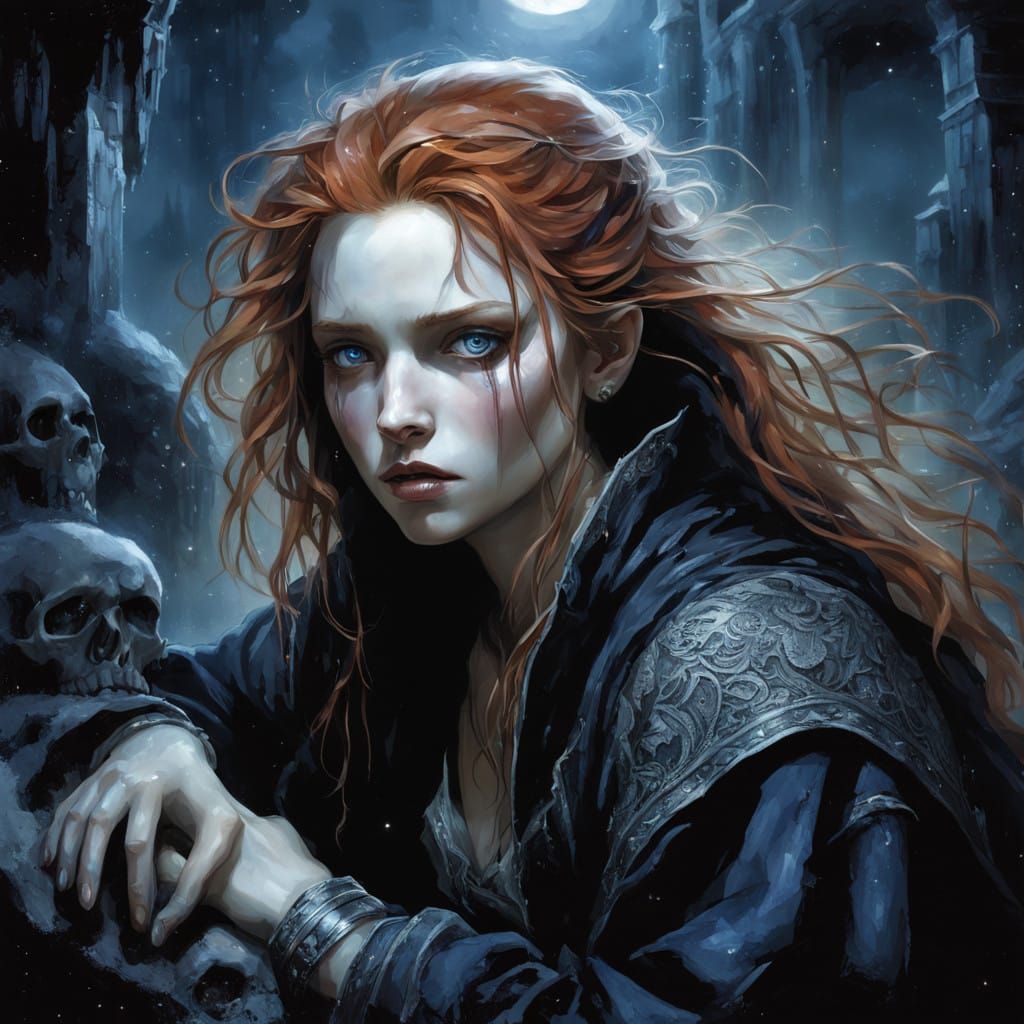 Sorrowful Woman Pleads to the Heavens in Dark, Ethereal Land...