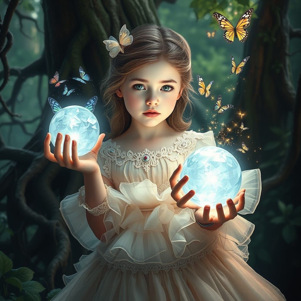 Enchanted Forest Goddess in Ethereal Gown