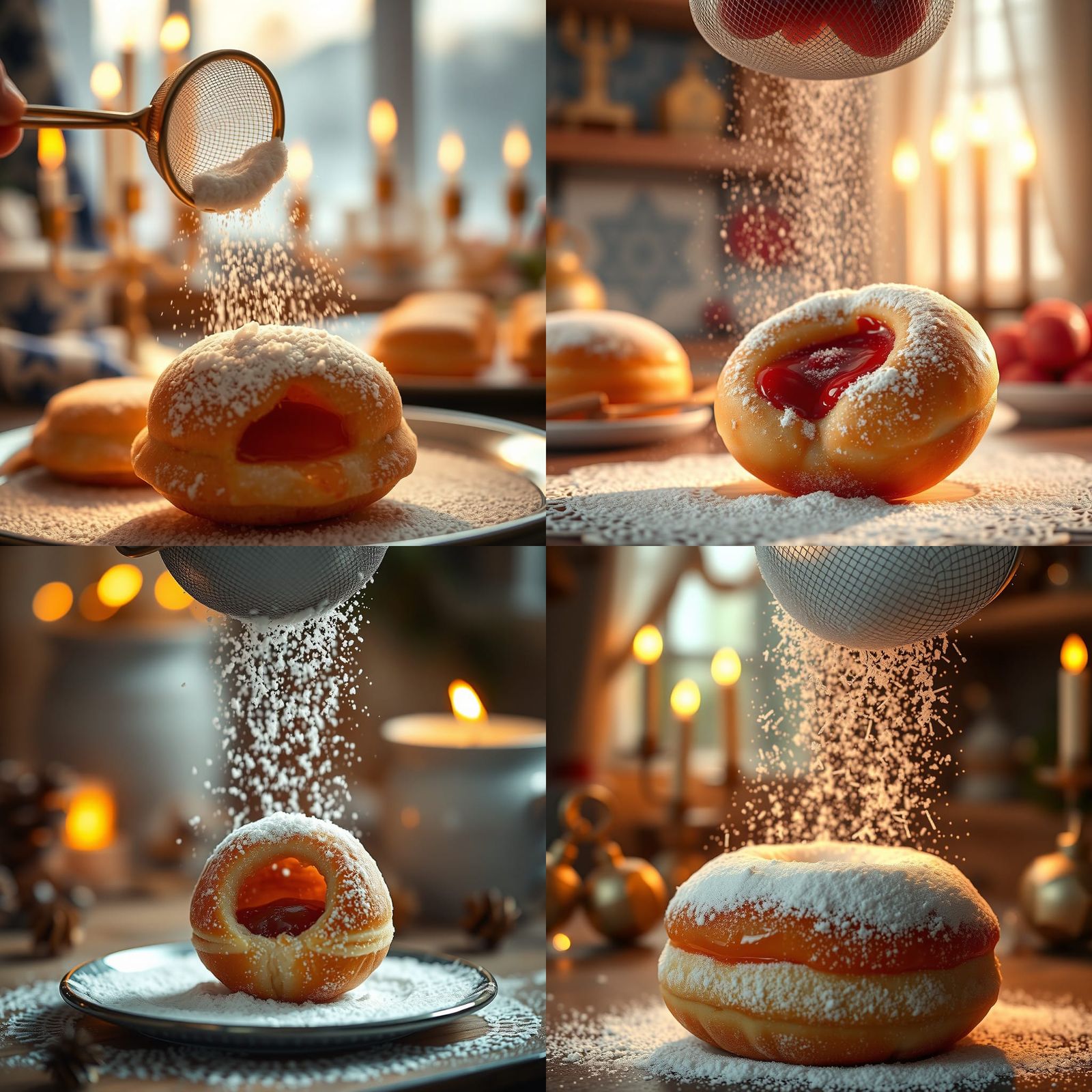 Powdered Sugar Sprinkled Over Hanukkah Donut