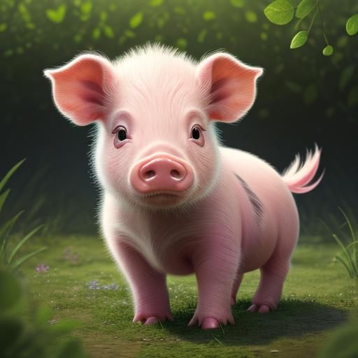 Hyper-Realistic Digital Artwork of an Adorable Piglet
