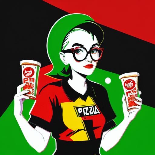 Pizzeria Logo Featuring Grandmother in Bauhaus Style