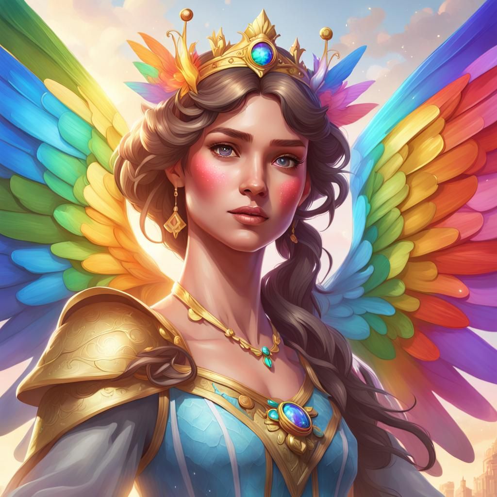 Princess Bell with Rainbow Wings, Digital Art