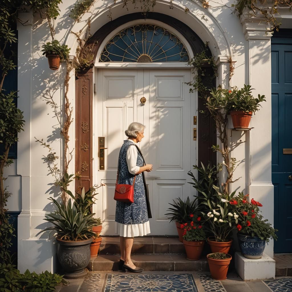 Art Nouveau Doorway with Mother, Matte Painting
