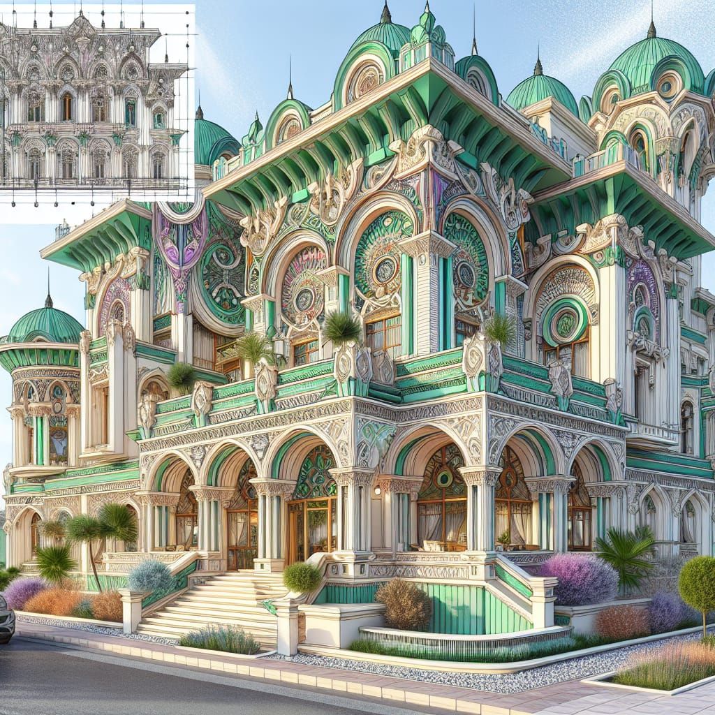Kaleidoscopic Neoclassical Edifice with Filigree Details