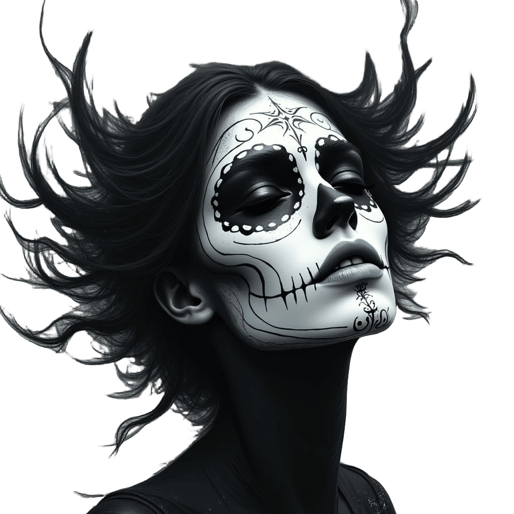 Day of the Dead Face with Abstract Swirls