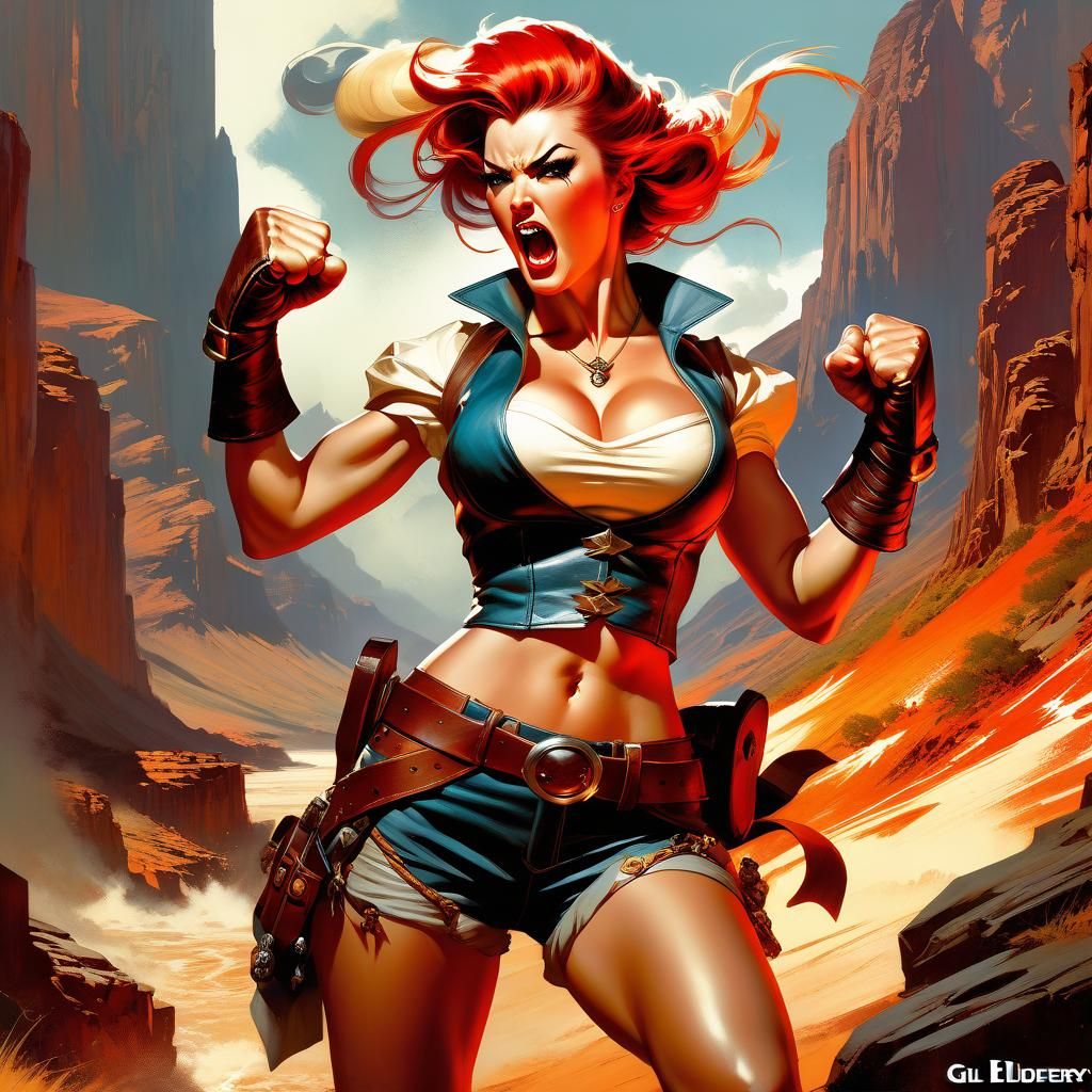 Cute Girl Yelling Angrily in Pin-Up Style
