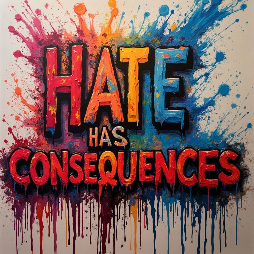 Graffiti Art: Hate Has Consequences in Vibrant Splash Style