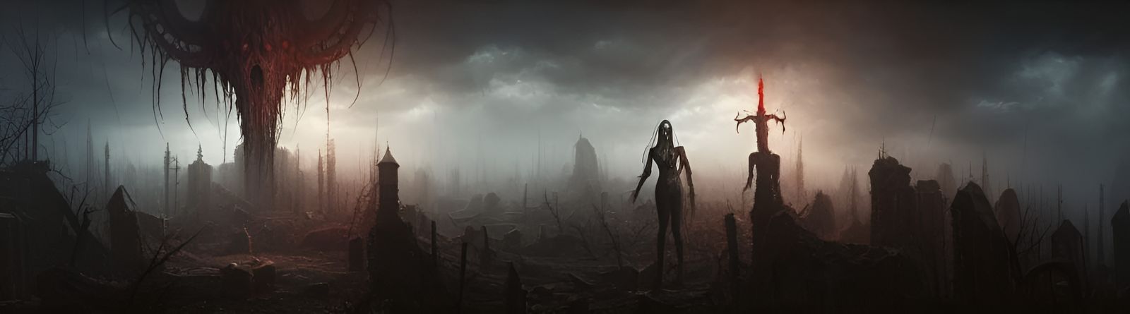 Dark Post-Apocalyptic World Ruined by Lovecraftian God