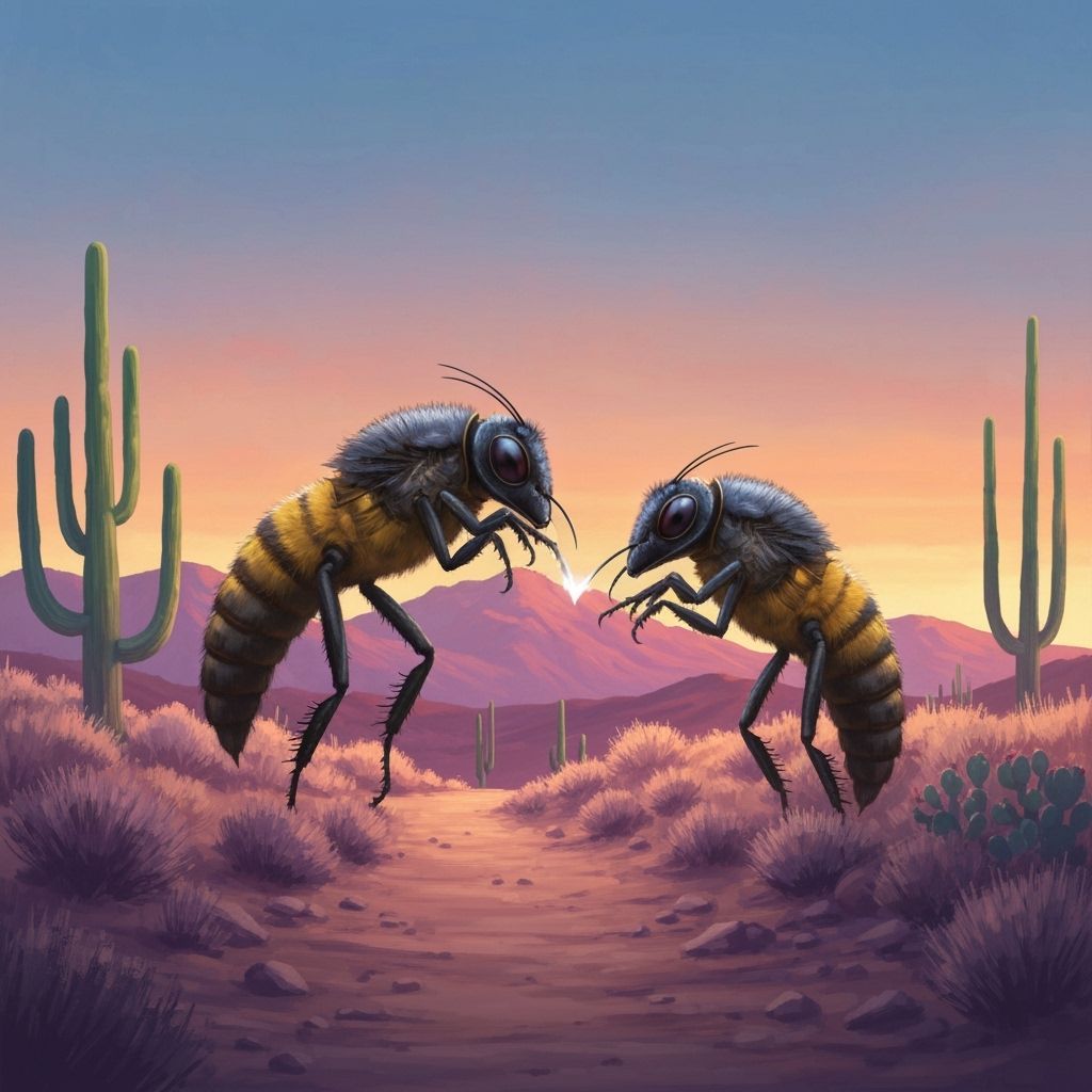 Lone Bee Confronts Two Rivals in Stylized Western Showdown